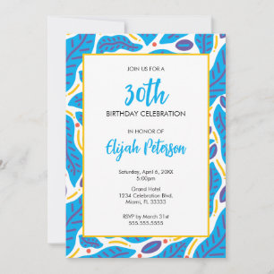Invitation Doodle Feuille Tropical Colorful