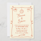 Invitation Doodle français de Verona Sunset Orange Hand Drake (Devant)