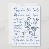 Invitation Doodle funky Nautical Beach Ocean Engagement Party (Devant)