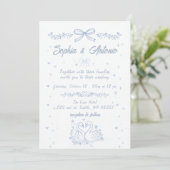 Invitation Doodle Hand Drawn Dusty Blue Swans Wedding (Debout devant)