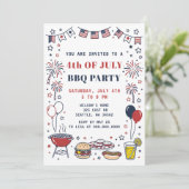 Invitation Doodle Hand Drawn July 4th BBQ Holiday Party (Debout devant)