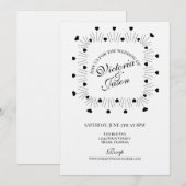 Invitation Doodle Hearts Frame Script Wedding (Devant / Derrière)