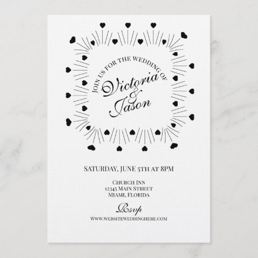 Invitation Doodle Hearts Frame Script Wedding (Devant)