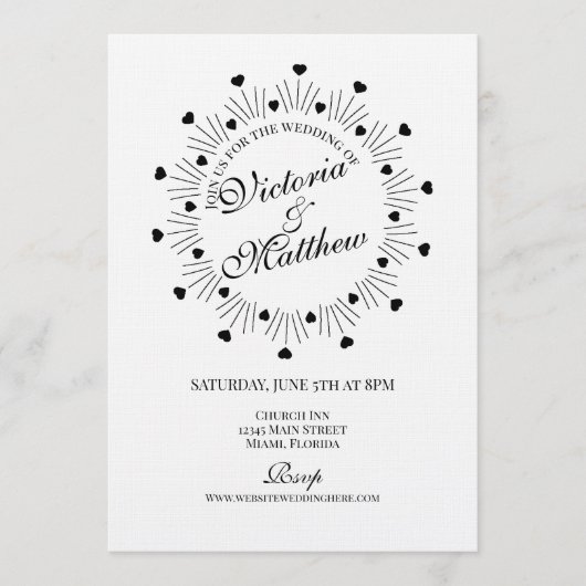 Invitation Doodle Hearts Frame Script Wedding (Devant)