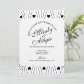 Invitation Doodle Hearts Frame Script Wedding (Debout devant)