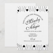Invitation Doodle Hearts Frame Script Wedding (Devant / Derrière)