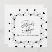 Invitation Doodle Hearts Frame Script Wedding (Devant / Derrière)