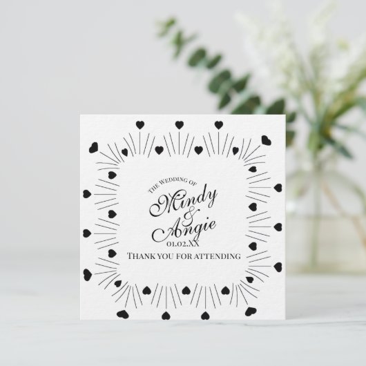 Invitation Doodle Hearts Frame Script Wedding (Debout devant)
