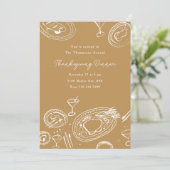 Invitation Doodle Illustrated Thanksgiving Dinner Holiday (Debout devant)