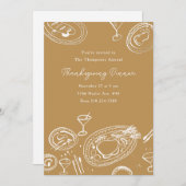 Invitation Doodle Illustrated Thanksgiving Dinner Holiday (Devant / Derrière)