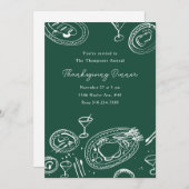 Invitation Doodle Illustrated Thanksgiving Dinner Holiday (Devant / Derrière)