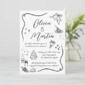 Invitation Doodle italien à main Mariage noir et blanc (Debout devant)