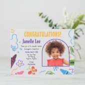 Invitation Doodle Kindergarten Graduation Picture Party (Debout devant)