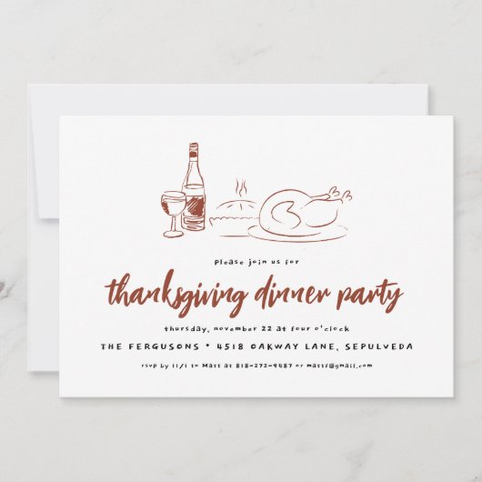 Invitation Doodle lunaire | Soirée Thanksgiving (Devant)