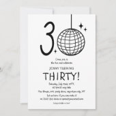 Invitation Doodle minimal 30e boule de disco anniversaire (Devant)