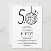 Invitation Doodle minimal 50e Disco Ball Anniversaire (Devant)