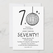 Invitation Doodle minimal 70e boule disco Anniversaire (Devant)