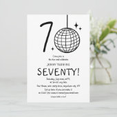 Invitation Doodle minimal 70e boule disco Anniversaire (Debout devant)