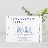 Invitation Doodle moderne | Fête de l'engagement lunatique (Debout devant)