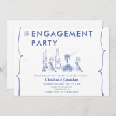 Invitation Doodle moderne | Fête de l'engagement lunatique (Devant / Derrière)