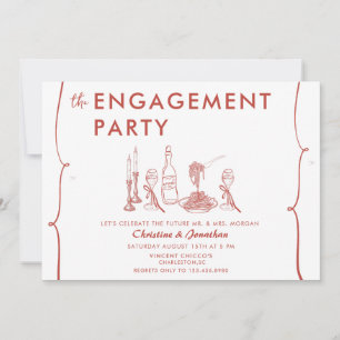 Invitation Doodle moderne   Fête de l'engagement lunatique