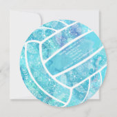 Invitation Doodle motif floral turquoise volleyball fête (Dos)