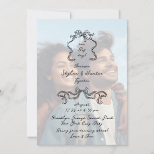 Invitation Doodle noir Retro SimpleOverlay Mariage photo