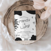 Invitation Doodle Organic Shapes Script Wedding