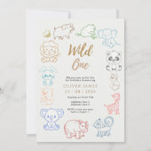 Invitation Doodle Party Animaux 1er Anniversaire (Devant)