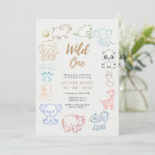 Invitation Doodle Party Animaux 1er Anniversaire (Debout devant)