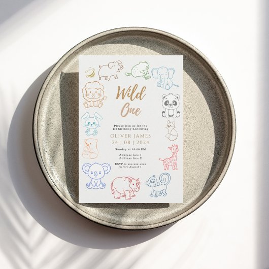 Invitation Doodle Party Animaux 1er Anniversaire