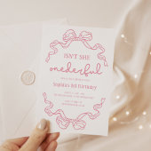 Invitation Doodle Pink Bow Baby Girl 1er anniversaire