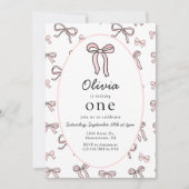Invitation Doodle Pink Bow premier anniversaire (Devant)