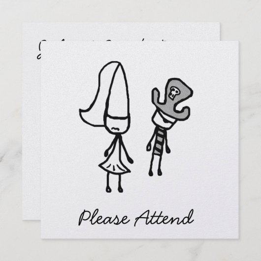 Invitation Doodle princier (Devant / Derrière)