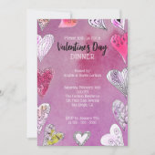 Invitation Doodle romantique Aquarelle Coeurs Saint-Valentin (Devant)