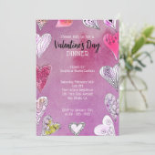Invitation Doodle romantique Aquarelle Coeurs Saint-Valentin (Debout devant)