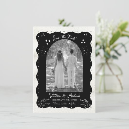 Invitation Doodle Sketch Cherub Funky Save the Date Arch (Debout devant)