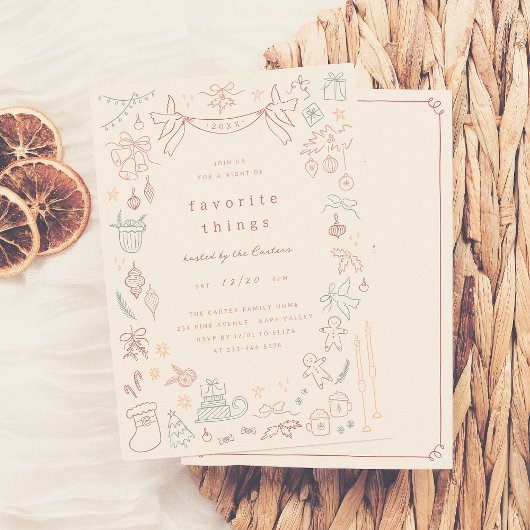 Invitation Doodle Whimsical Favorite Things Noël