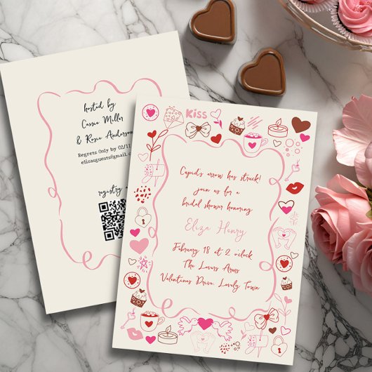 Invitation Doodle Whimsical Fête des mariées de Valentine