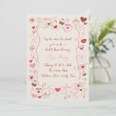 Invitation Doodle Whimsical Fête des mariées de Valentine (Debout devant)