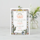 Invitation Doodle Whimsical Main Drawn Mexico Beach Wedding (Debout devant)