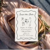 Invitation Doodle Whimsical noir et blanc Mariage tendance