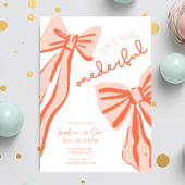 Invitation Doodle Whimsical Pink Bow Girl 1er anniversaire