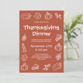 Invitation Doodle Whimsical Terracotta Thanksgiving Dîner (Debout devant)