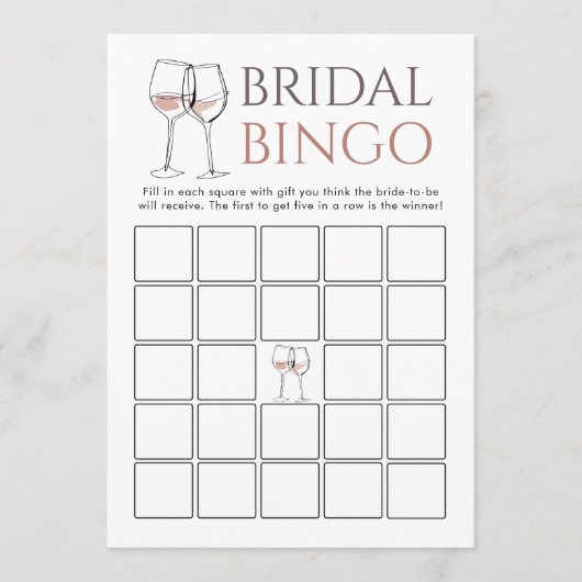 Invitation Doodle Wine Bingo Bridal Shower Game card (Devant)