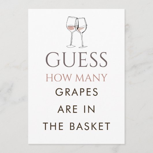 Invitation Doodle Wine Guess How Many Game Bridal Shower Card (Devant)