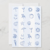 Invitation Doodles à main bleue Anniversaire Beach Party (Dos)