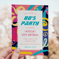 Doodles Bright Retro des années 1980 Anniversaire