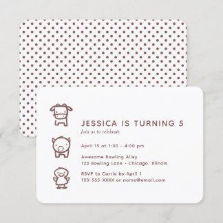Invitation Doodles d'animaux de ferme Anniversaire de l'enfan