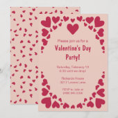 Invitation Doodles de coeur éparpillés sur Peach Valentine's  (Devant / Derrière)